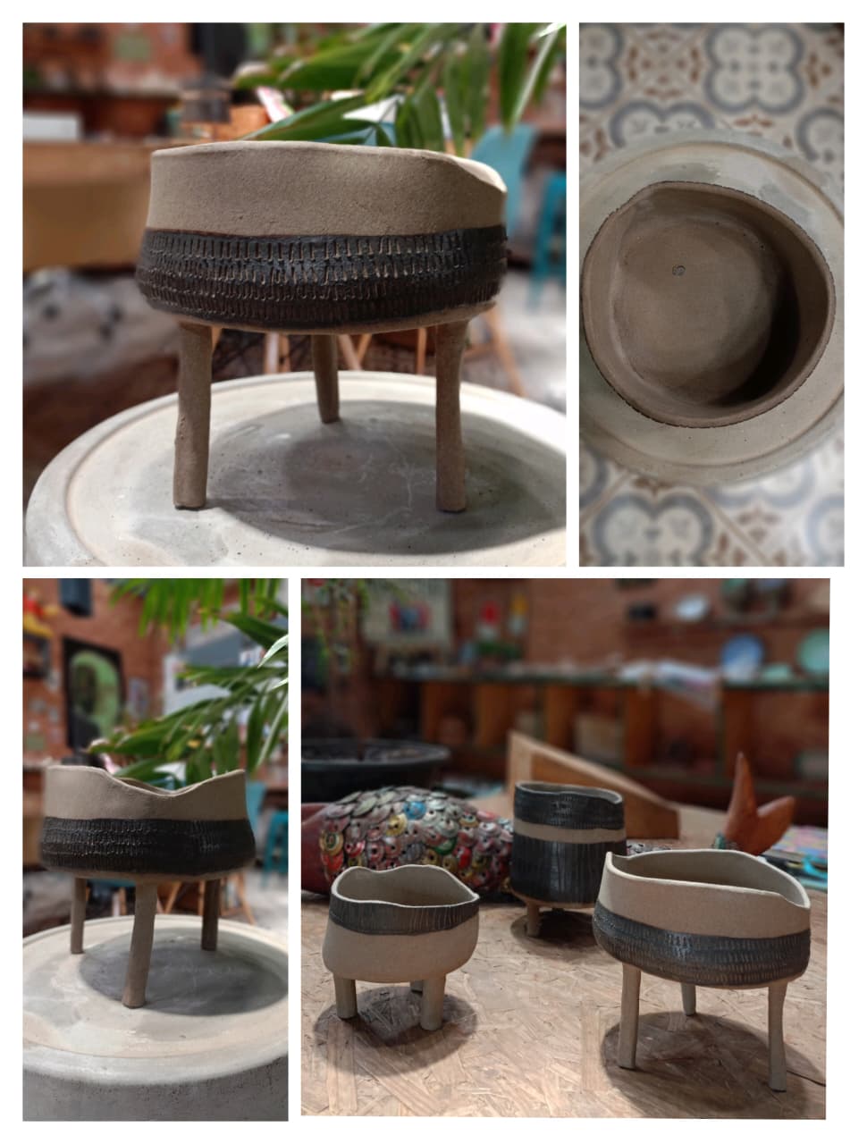 Vaso com três pés médio