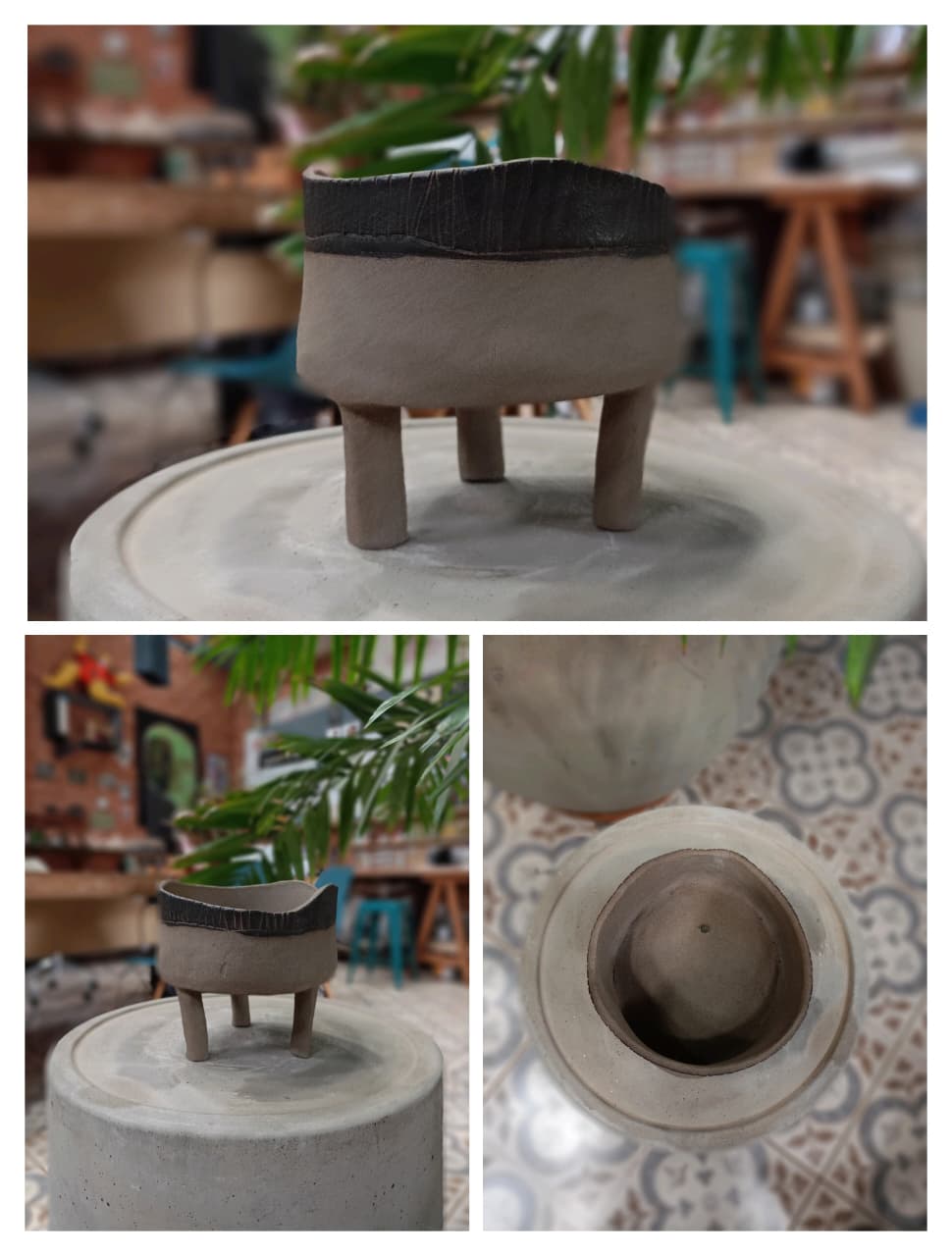 Vaso com três pés pequeno