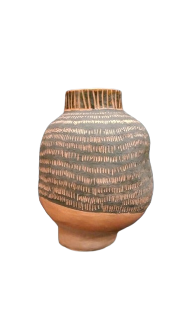 Vaso arredondado sgrafito preto médio