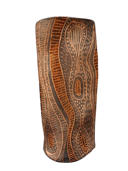 Vaso alto sgrafito preto