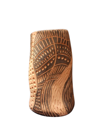 Vaso irregular sgrafito preto 02